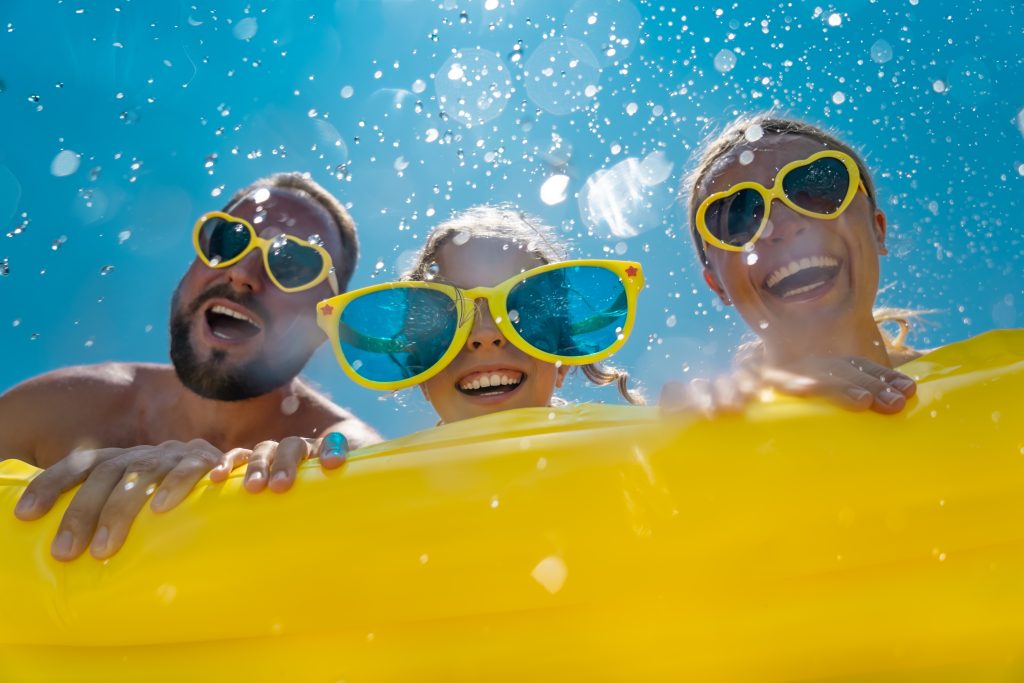 family swimming